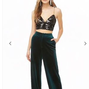 Velvet wide legged pants